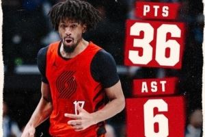  32中12砍下36+6！开拓者发布夏普数据海报：又一个表现出色的夜晚